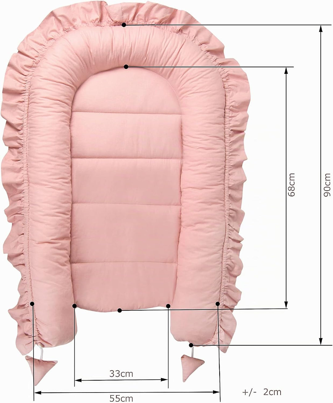 PIMKO Babynest mit rüschen Babynestchen für Baby Kuschelnest Babykokon für Säuglinge und Neugeborene