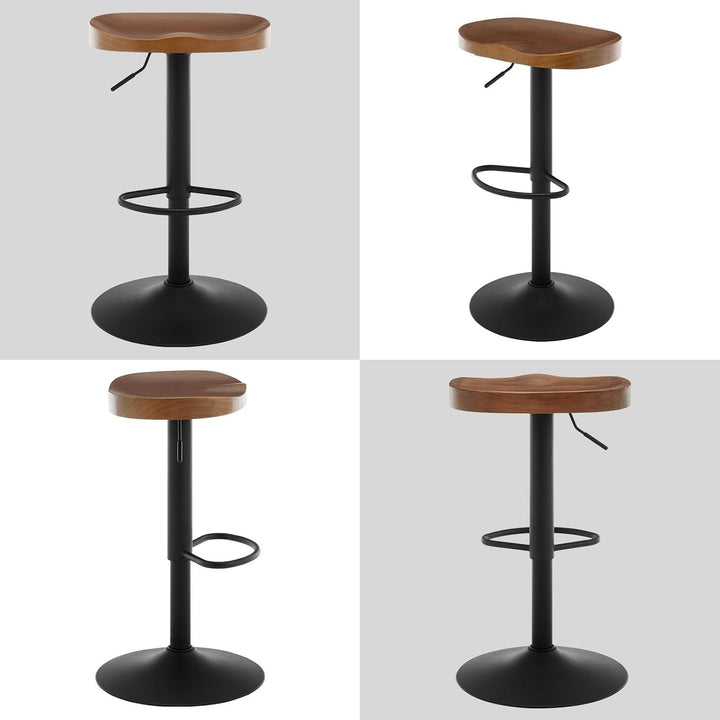WOLTU Barhocker, Hocker höhenverstellbar, Massivholz, Braun | Barstuhl mit Sattelsitz Fussstütze, Dr
