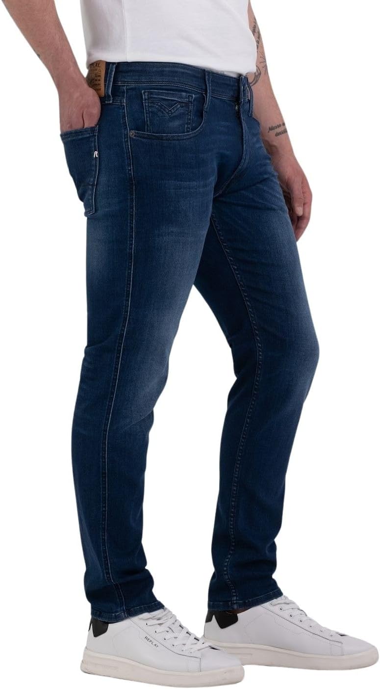 Replay Herren Jeans Anbass Slim-Fit mit Comfort Stretch 27W / 32L Medium Blue 009, 27W / 32L Medium