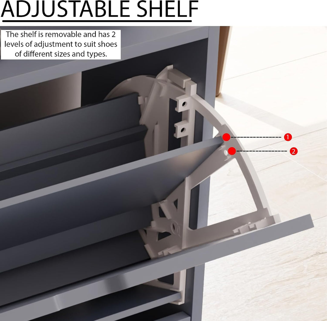 Vida Designs Schuhschrank, Grau, 80H x 60W x 24D, Grau