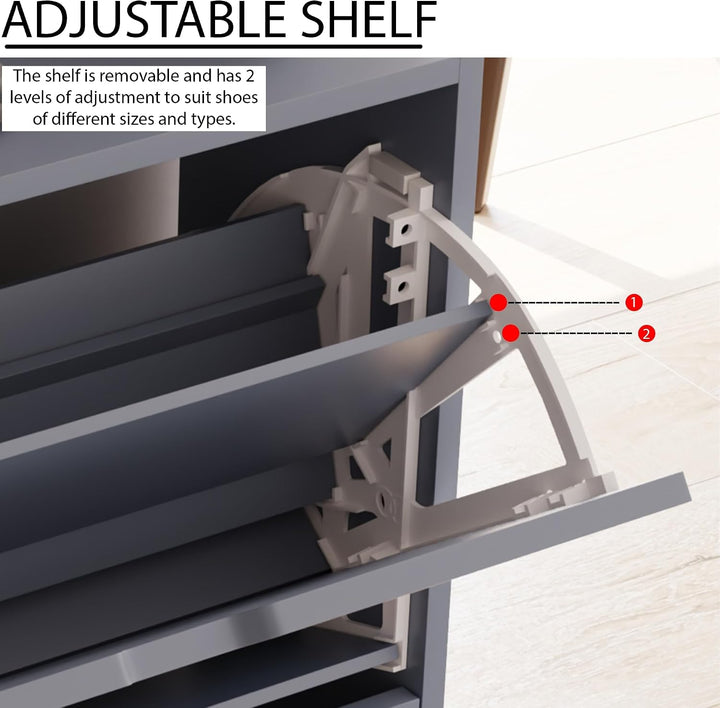 Vida Designs Schuhschrank, Grau, 80H x 60W x 24D, Grau