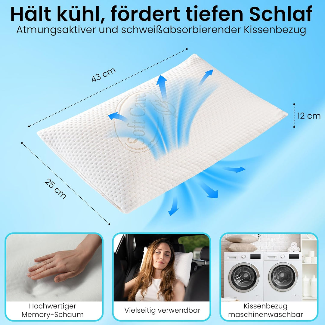 Nackenschmerzen, Migräne, Stress und Schlaflosigkeit! Orthopädisches Sabeatex Mini 50 x 30 x H 6 cm,