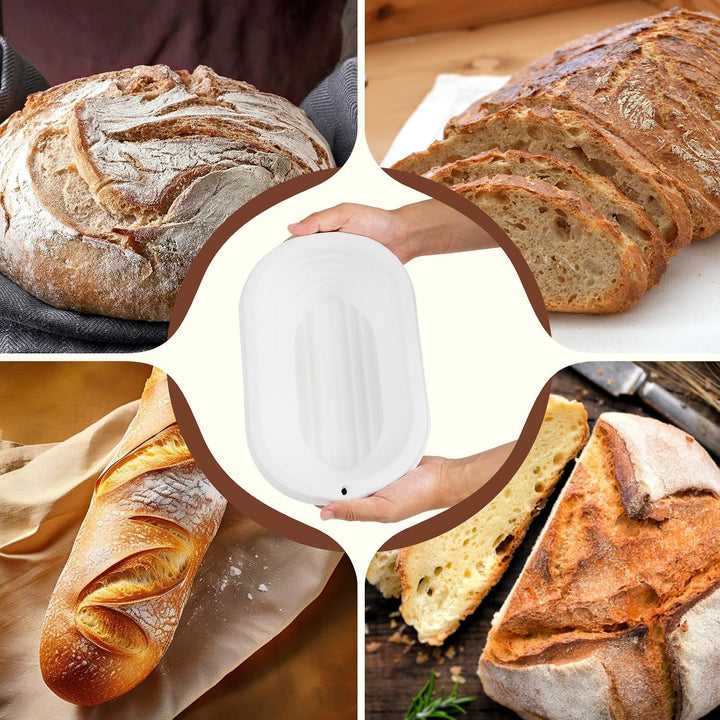 2er-Set Brotgärkörbe ovale 27cm Brotkorb zum Backen | Antihaftbeschichtete Sauerteig-Gärkörbe mit De