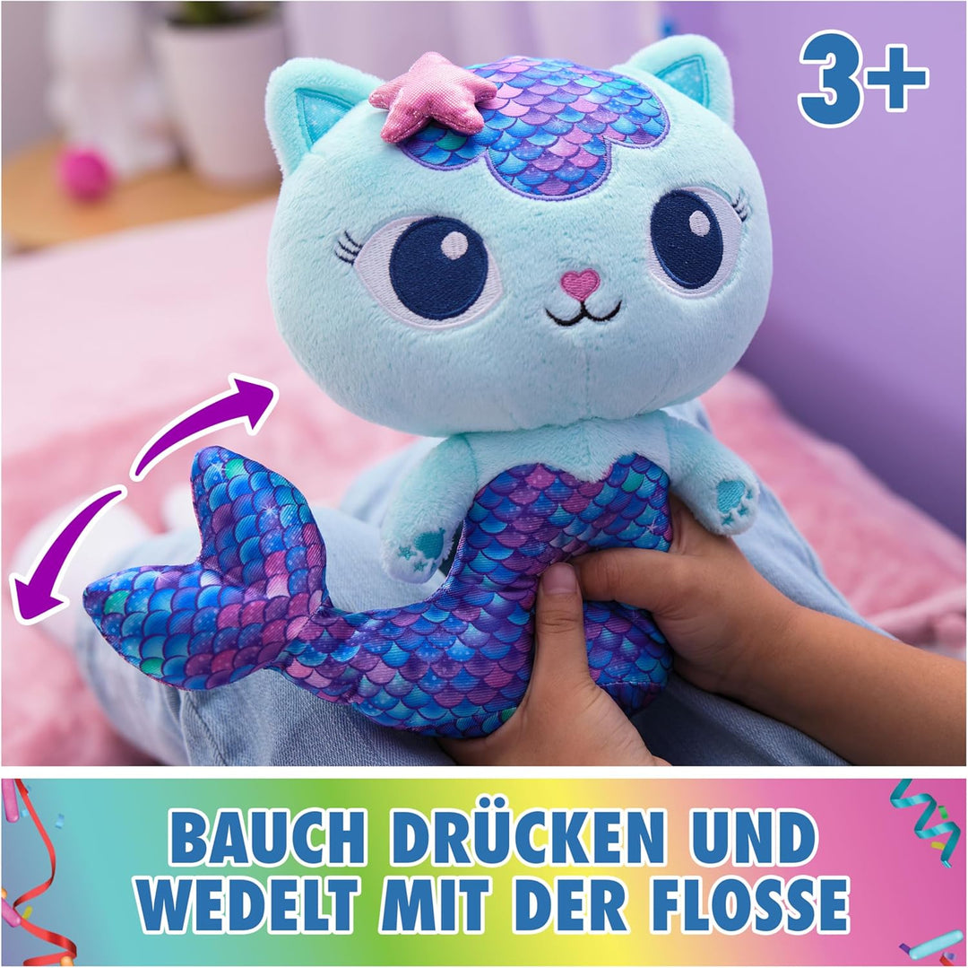 DREAMWORKS GABBY'S DOLLHOUSE - 25 cm grosse Plüsch-Katze MerCat (deutsch: Meerkätzchen), Premium Plü