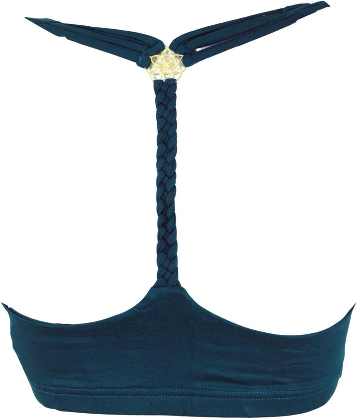GURU SHOP Goa Psytrance Bikini Top, Boho Top, Pixi Yoga Top, Damen 75A Petrol, 75A Petrol