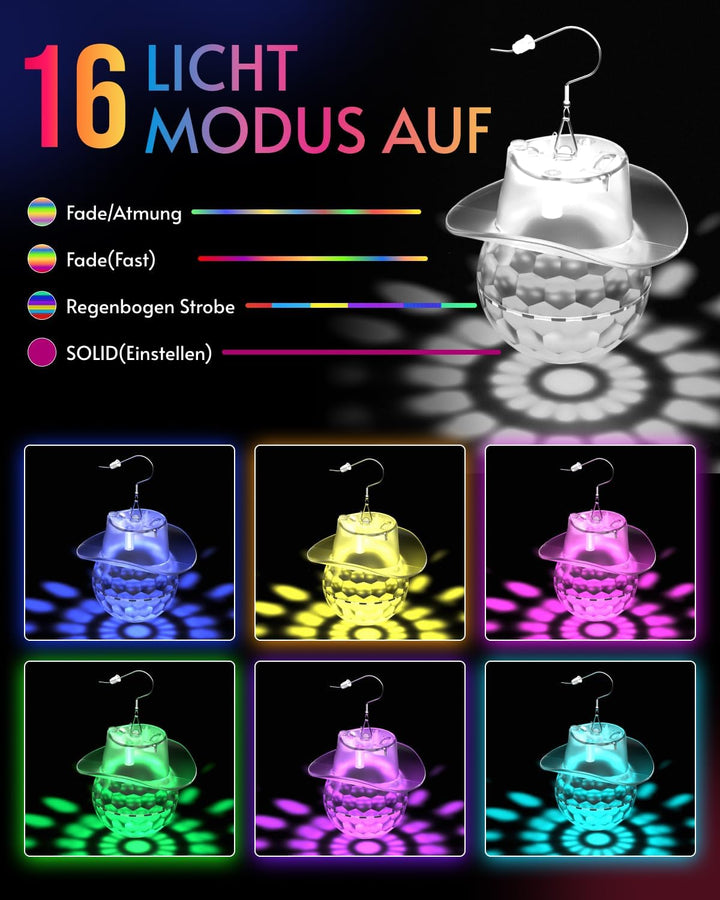 LED Ohrringe Disco Ball Ohrringe 7 RGB Licht Projektion Licht Ohrringe für Frauen Wiederaufladbare L