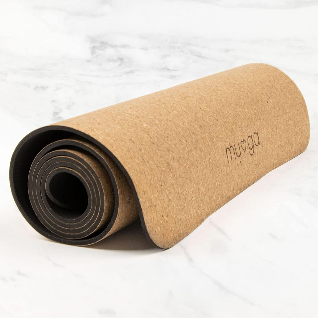 Myga XL Kork Yogamatte | 200 cm x 70 cm | Rutschfest, Wäremeregulierend & Leicht zu Tragen – 6 mm Di
