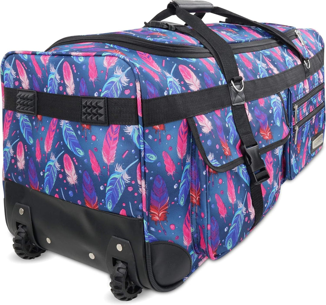 normani XXL Reisetasche mit Trolleyfunktion Trolleykoffer mit Rollen und Verstärkungsstreben Farbe F