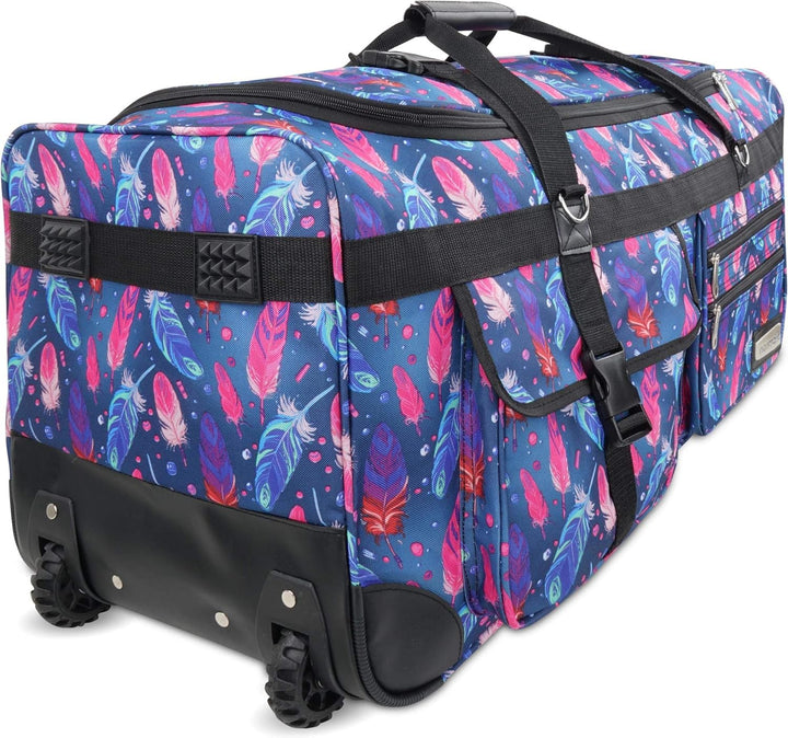 normani XXL Reisetasche mit Trolleyfunktion Trolleykoffer mit Rollen und Verstärkungsstreben Farbe F