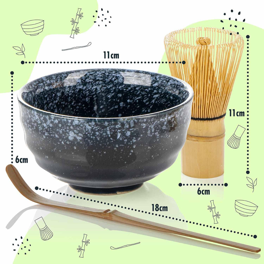 Dimono Original Matcha Tee-Set mit Matcha-Schale, Bambus-Besen & Dosierlöffel - Das Teezeremonie Ges