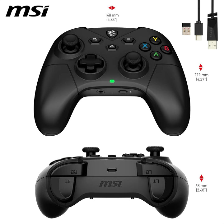 MSI FORCE GC300 WIRELESS PC Gamepad Controller - 2,4 GHz, Bluetooth, USB Typ-C auf A - kabelgebunden