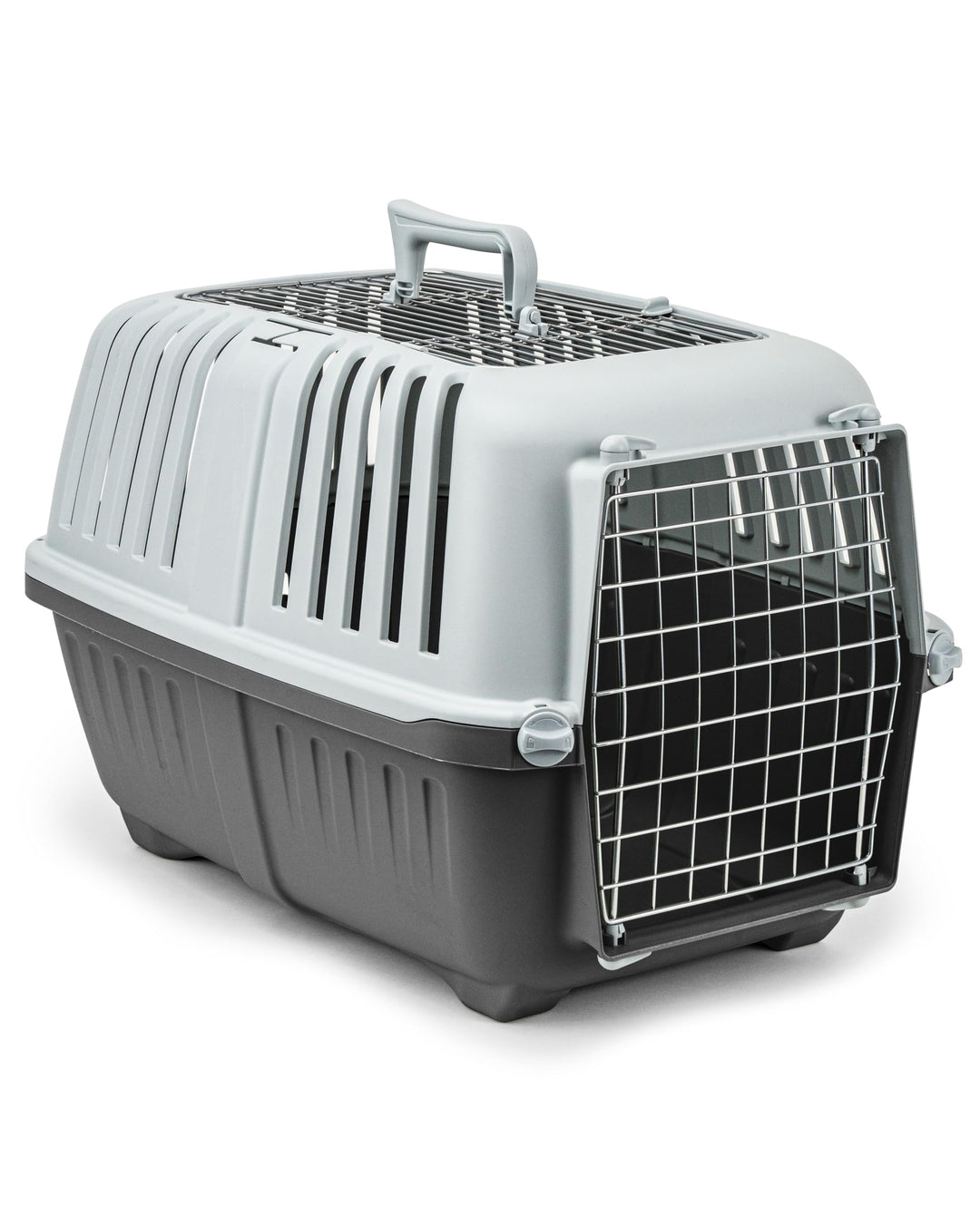 lionto Hundetransportbox aus Kunststoff mit Metallgitter, 58,5x35,5x40 cm, Transportbox mit praktisc
