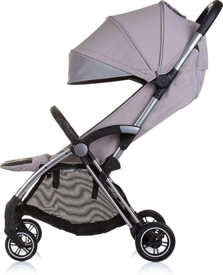 Chipolino Kinderwagen Illusion klappbar, verstellbare Fussstütze, Federung, Korb, Farbe:grau, grau