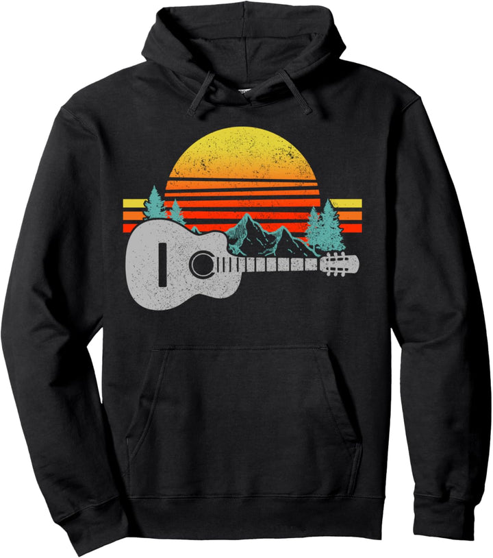 Gitarre Vintage Berge Retro Musiker Gitarristen Geschenk Pullover Hoodie