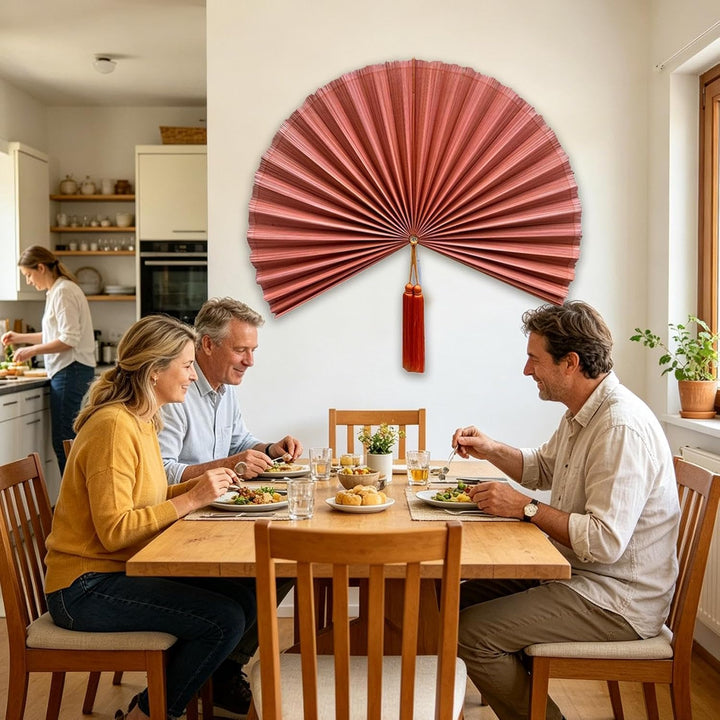 Wanddekoration, handgefertigter Bambus, dekorativer Wandventilator, Boho-Stil, Kopfteil, Wanddekorat