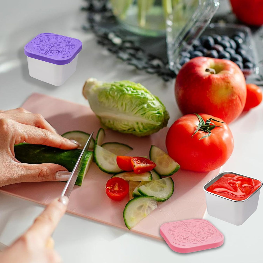 6 Stück Snack-Behälter, Salatdressing Behälter, 180ml Kleine Edelstahl Gewürzbehälter, Wiederverwend