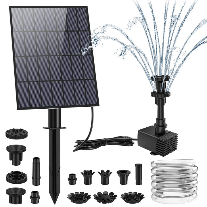AISITIN DIY Solar Springbrunnen 3.5W, Upgrade Solar Teichpumpe mit 1.5m Wasserleitung und Feste Pfäh