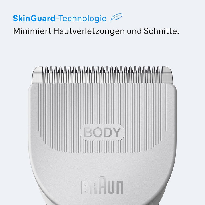 Braun Bodygroomer Series 3, Elektrischer Körperrasierer Herren mit 3 Zubehörteile, Kabelloser Trimme