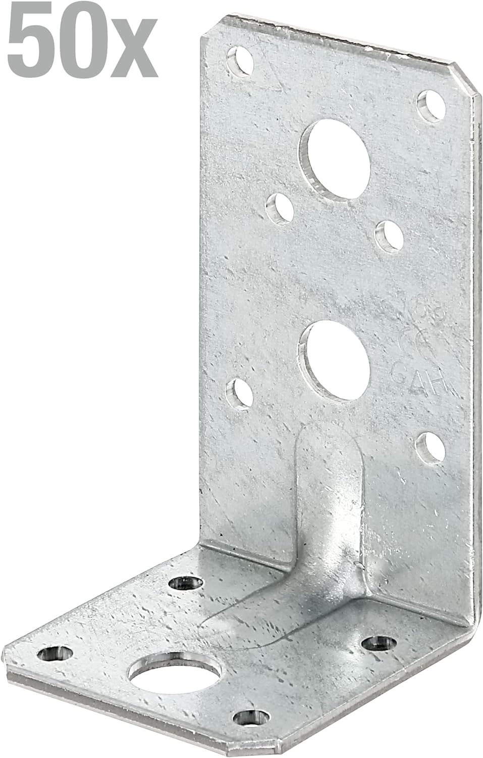 Alberts 859237 Schwerlast-Winkelverbinder mit Sicke | sendzimirverzinkt | 90 x 50 x 50 mm | 50er Set