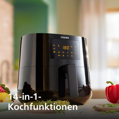 Philips Essential Airfryer XL - 6.2L, Fritteuse ohne Öl, Rapid Air Heisslufttechnologie, Touchscreen