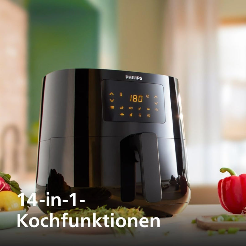 Philips Essential Airfryer XL - 6.2L, Fritteuse ohne Öl, Rapid Air Heisslufttechnologie, Touchscreen