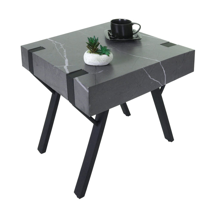 Mendler Beistelltisch HWC-L54, Kaffeetisch Nachttisch Loungetisch Couchtisch, Eisen MDF 50x55x50cm -