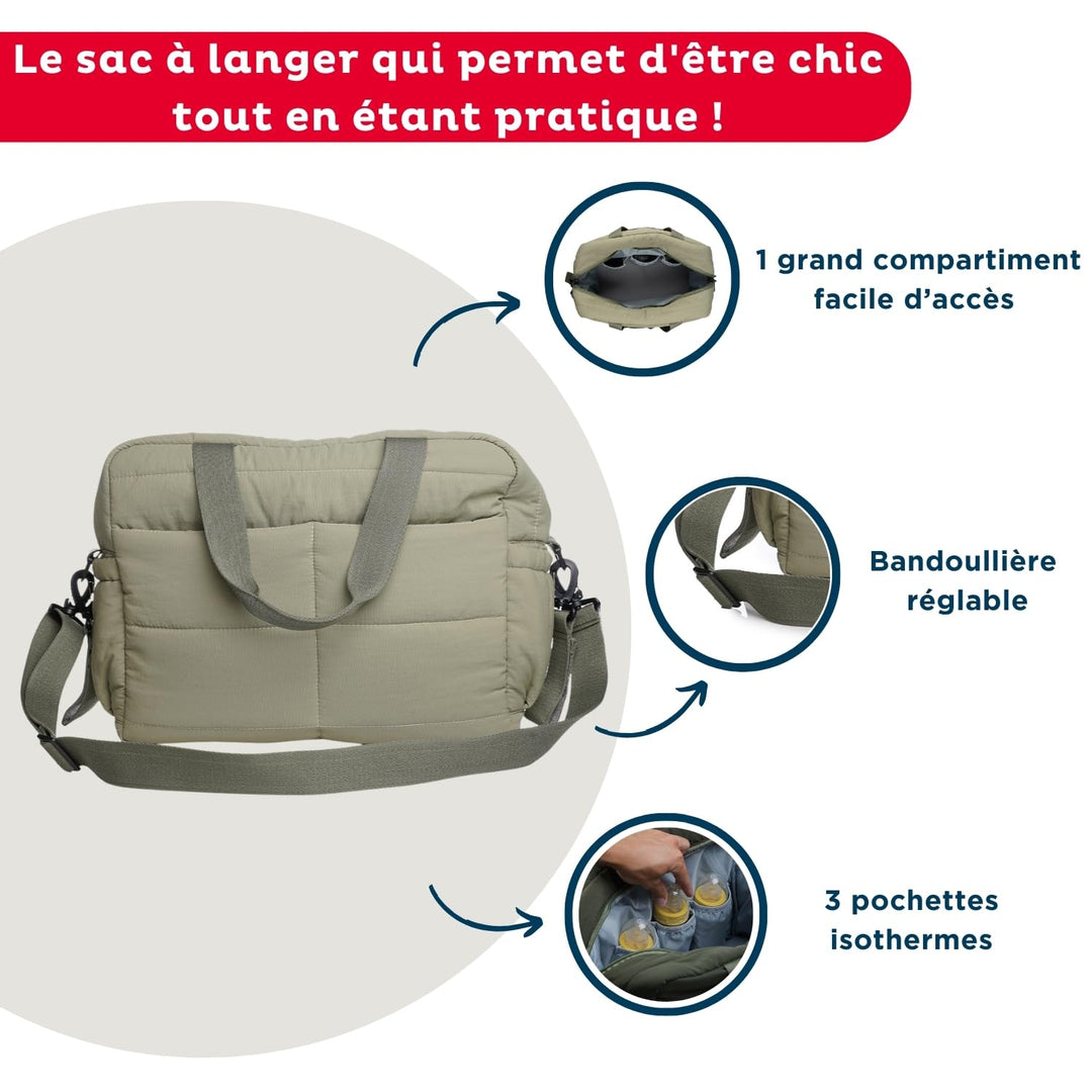 Thermobaby - Wickeltasche, gesteppt, Plumea – Tasche für Mutter und Baby – Tasche mit Wickelunterlag