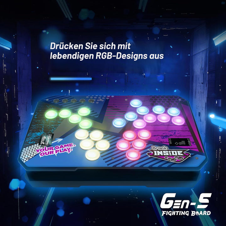 Brook Gaming GEN 5 Wired Fighting Board – Kompatibel mit PS5, PS4, NS, NS2 und PC/Ultra-niedrige Lat