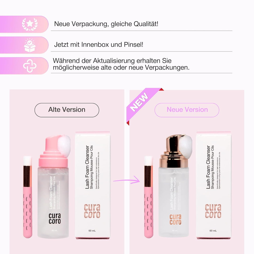 Curacoro 60ML Wimpernreiniger (Duftfrei) – Wimpernshampoo für Wimpernverlängerungen, Schaumreiniger