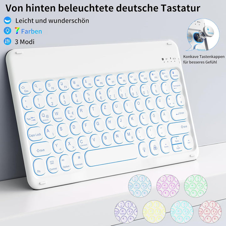 aoub Hülle mit Tastatur für iPad Air 11 Zoll 2025 M3/2024 M2, Kompatibel mit iPad Air 7./6./ 5./ 4.