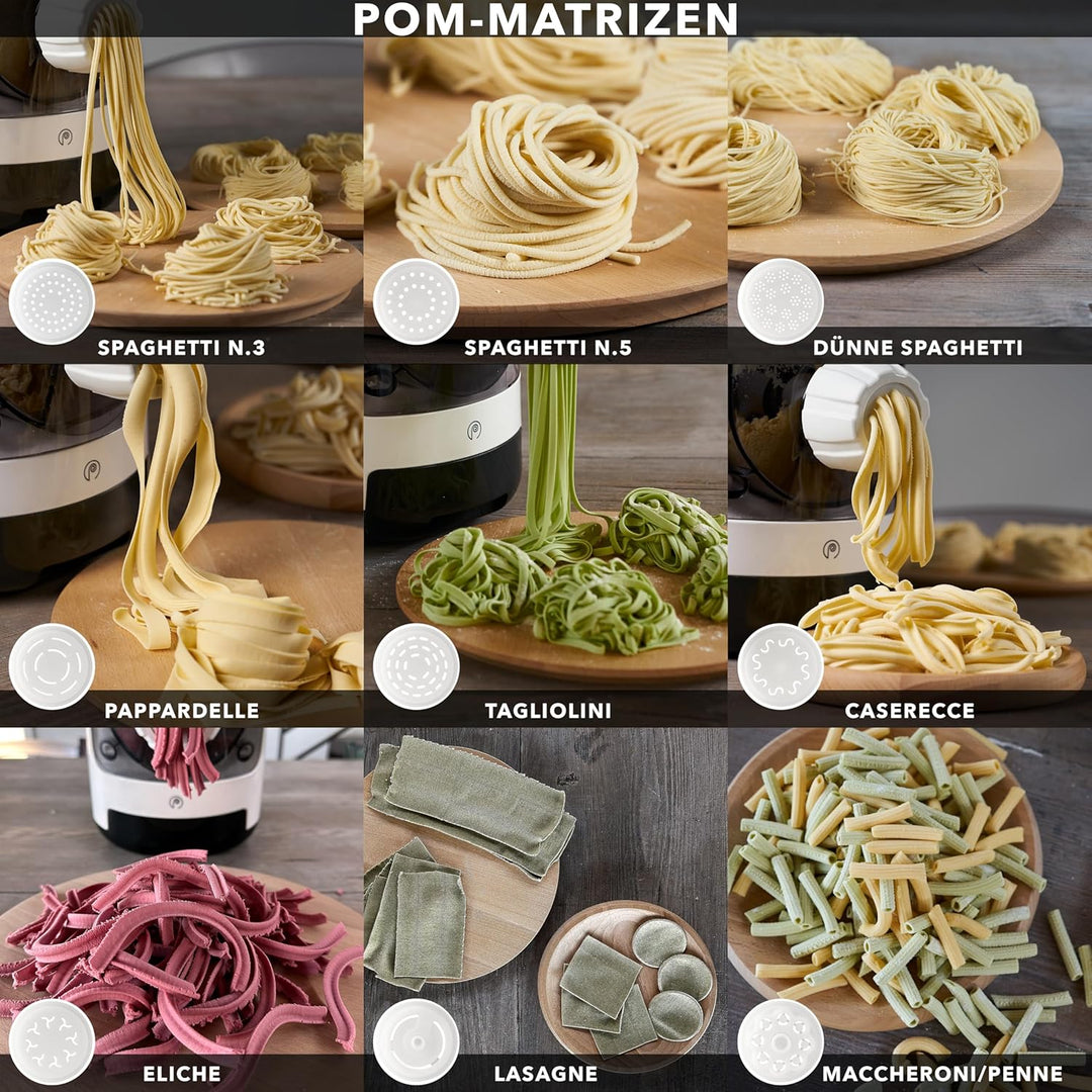 PASTAIO | Pasta-Maker mit doppelter Ausführung und 5 Formen in Bronze. Nudelmaschine, bis zu 800 g P