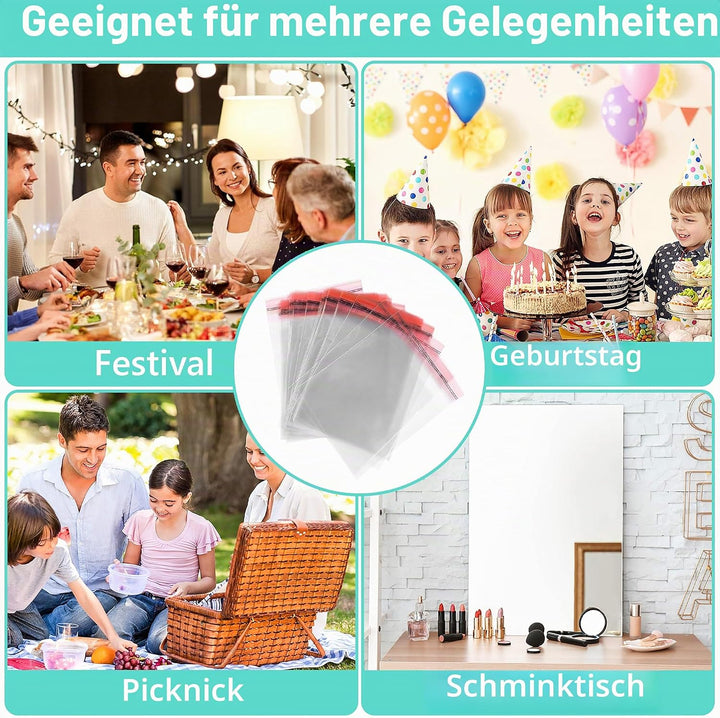 100 Stk. Klar Cellophantüten Plastiktüte Klein Grösse 25cm x 33cm + 3cm Flap 100 St. mit Klappe Zell