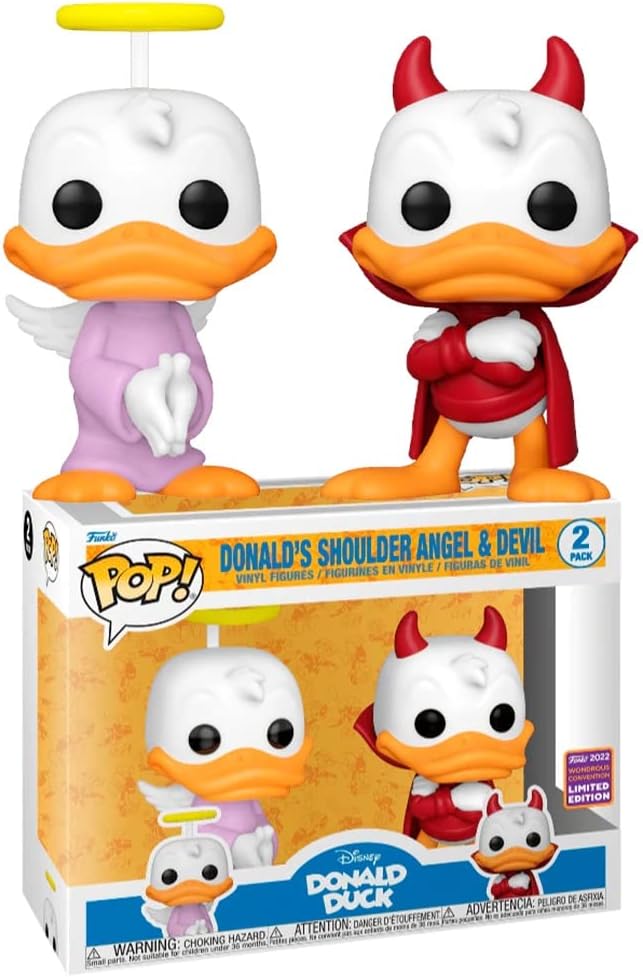 Funko Disney Pop! Donald's Shoulder Angel & Devil Vinyl Figure Set 2022 Wondrous Convention Exclusiv