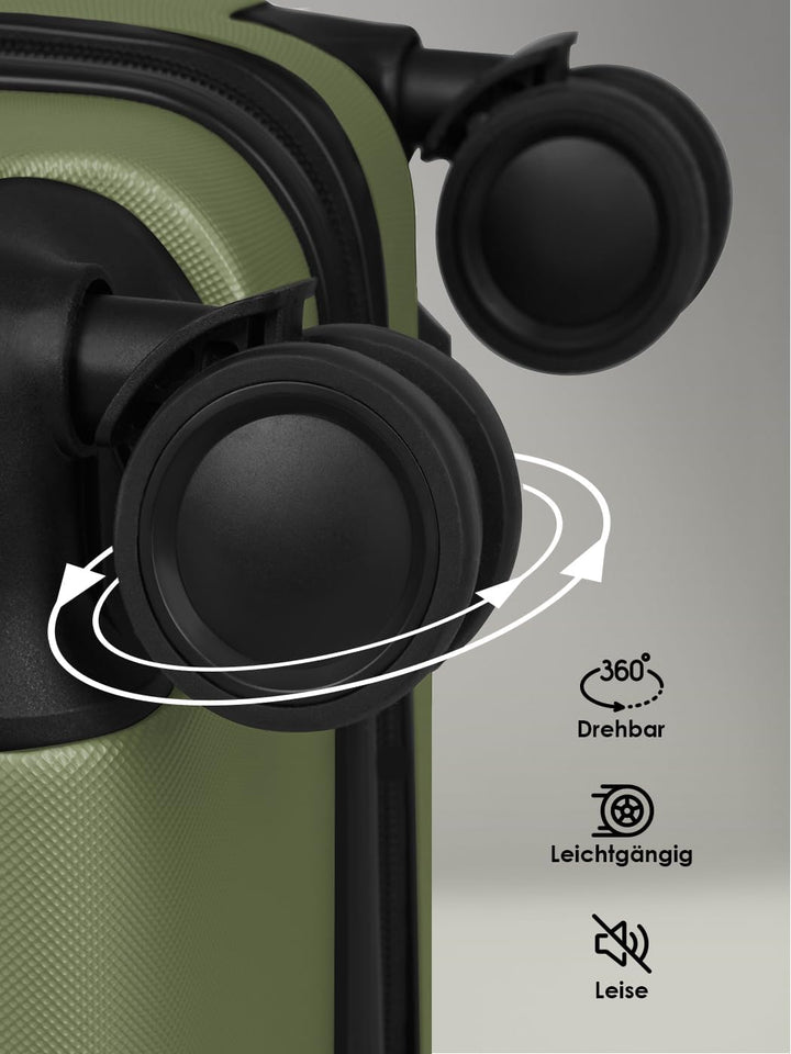 SMARTBOX Kofferset 3-teilig Hartschale ABS 4-Doppelrollen Olive Set, Olive Set