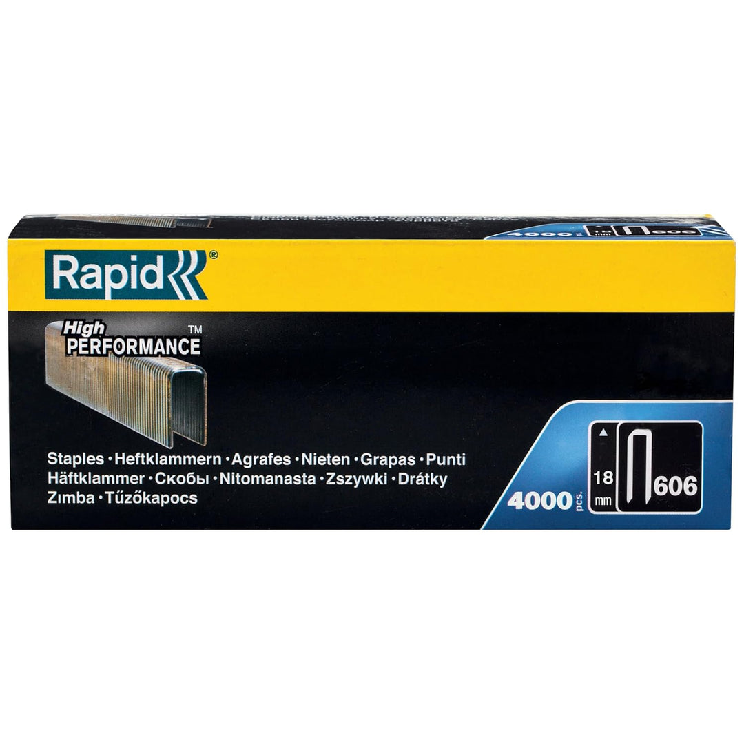 Rapid Tackerklammern Typ 606, 18mm Klammern, 4.000 Stk. Grosspackung, Schmalrückenklammern für Holz