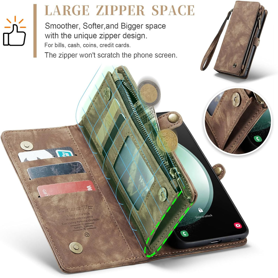 UFinetech für Samsung S23 FE Hülle, Stossfest Kartenfach Magnetisch Abnehmbare Tasche Samsung Galaxy