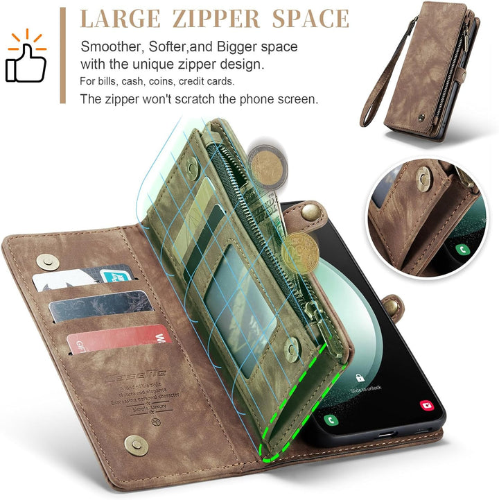 UFinetech für Samsung S23 FE Hülle, Stossfest Kartenfach Magnetisch Abnehmbare Tasche Samsung Galaxy