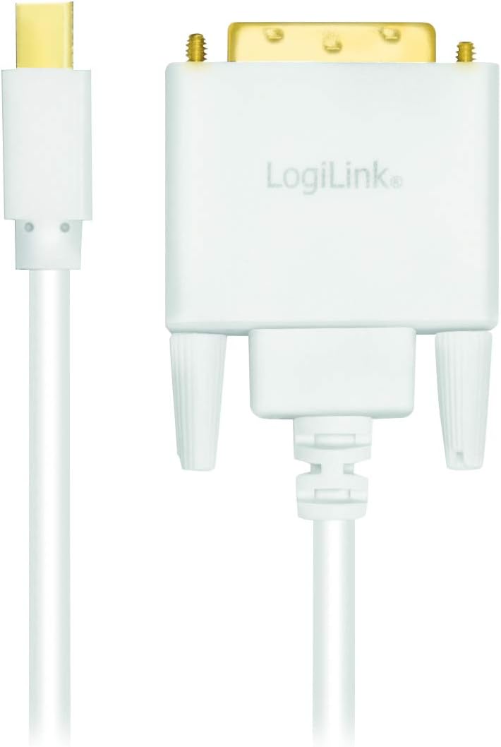 Mini-DisplayPort (v1.2) zu DVI (DVI-D 24+1) Anschlusskabel in weiss, FULL HD, 1,8m 1,8m mini-DP zu D