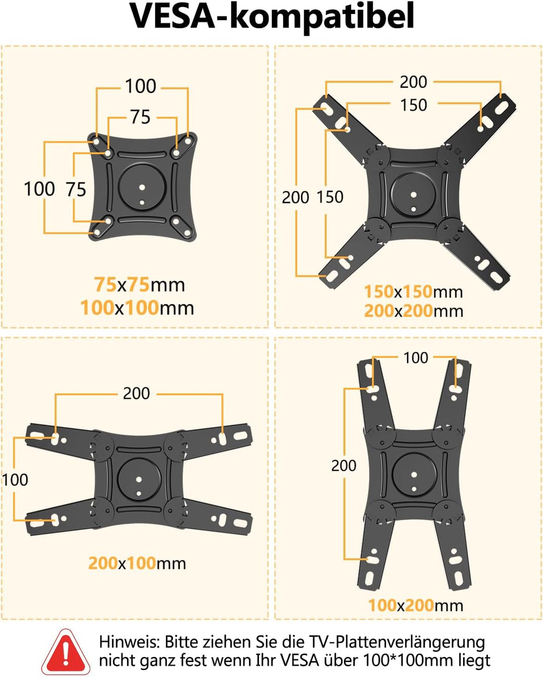 TV Wandhalterung mit 1036mm Langem Arm WHYFONE 180° Drehung Fernseher Wandhalterung Schwenkbar Ecke