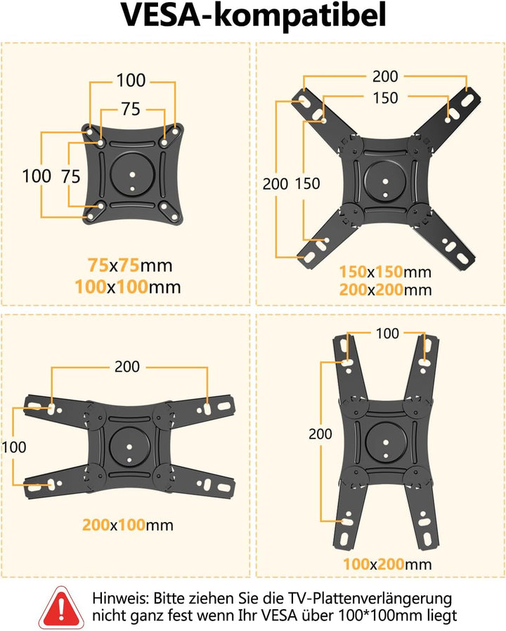 TV Wandhalterung mit 1036mm Langem Arm WHYFONE 180° Drehung Fernseher Wandhalterung Schwenkbar Ecke