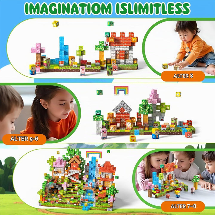 Magnetische Bausteine 220 PCS 2CM Magnetbausteine für Kinder ab 3 Jahre Blocks, Montessori Spielzeug