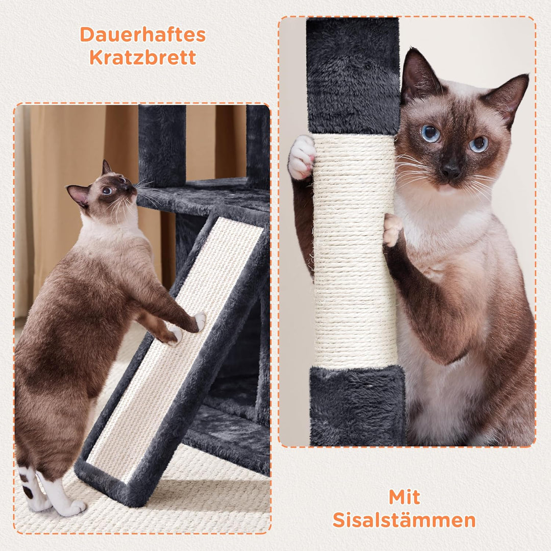 Yaheetech 91 cm Kratzbaum stabil Katzenbaum mit grosser Plattform schwarz | FSC-zertifizierte Spanpl