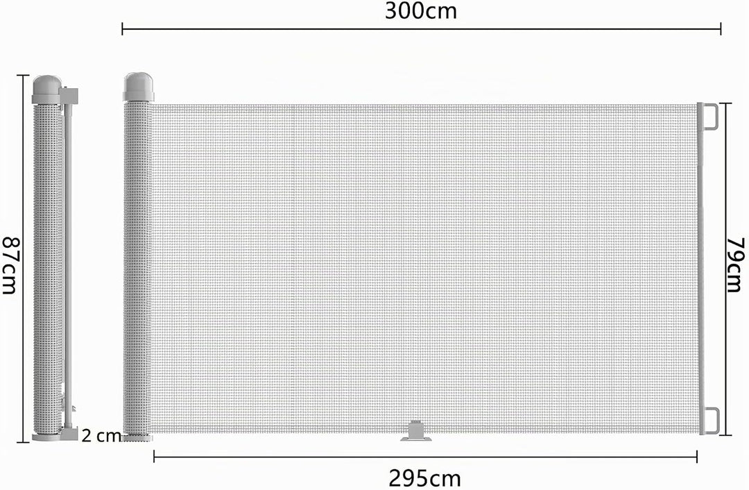 NAIZY Türschutzgitter Rollo 0-300cm Treppenschutzrollo Baby Treppenschutzgitter und Hund Türgitter E