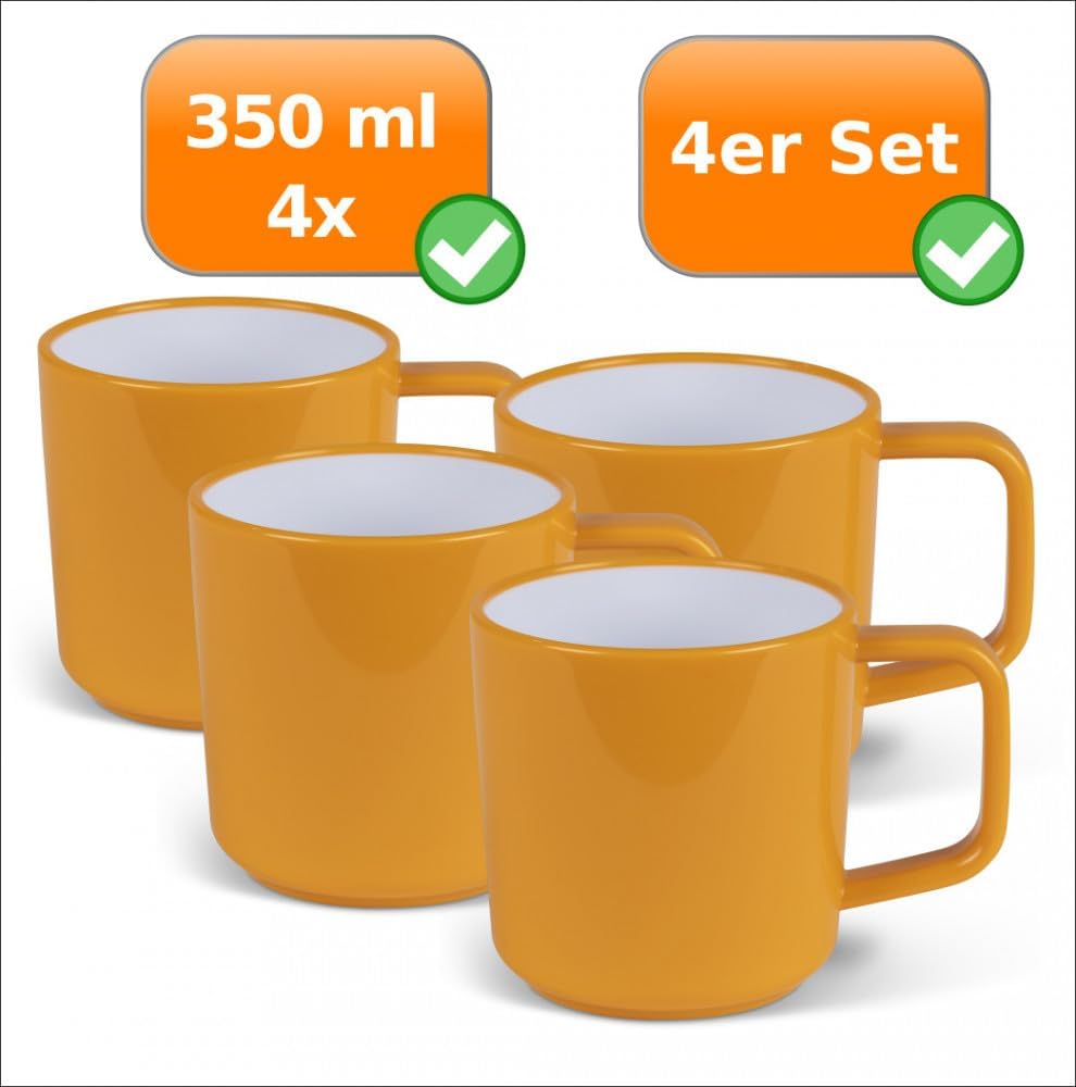 Picknick-Geschirr Melamin Camping Geschirr 4er Set Tassen Terracotta Kampa