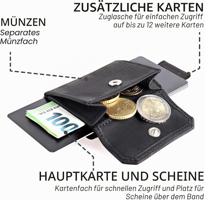 Jaimie Jacobs Minimalist Wallet Nano Boy Pocket Mini Geldbörse aus Textil mit Zugband schmaler Karte