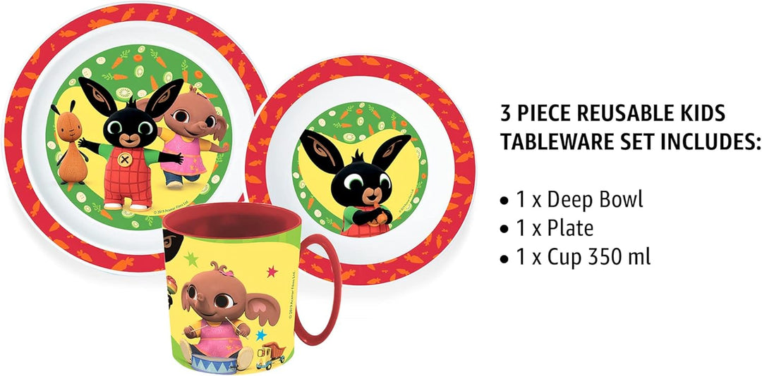 Kindergeschirr Set Bing, Wiederverwendbares Geschirrset für Kinder, geschirr Set Teller, Müslischale