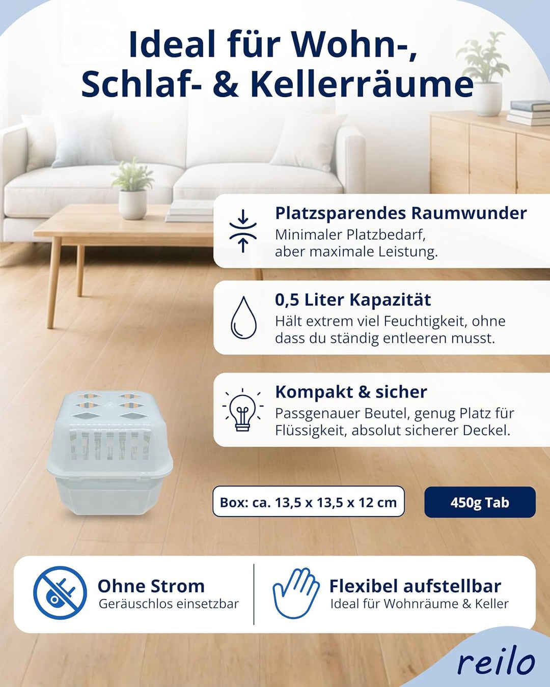 TAB mit Loch 6x 450g I Luftentfeuchter I Nachfüllpack, 6