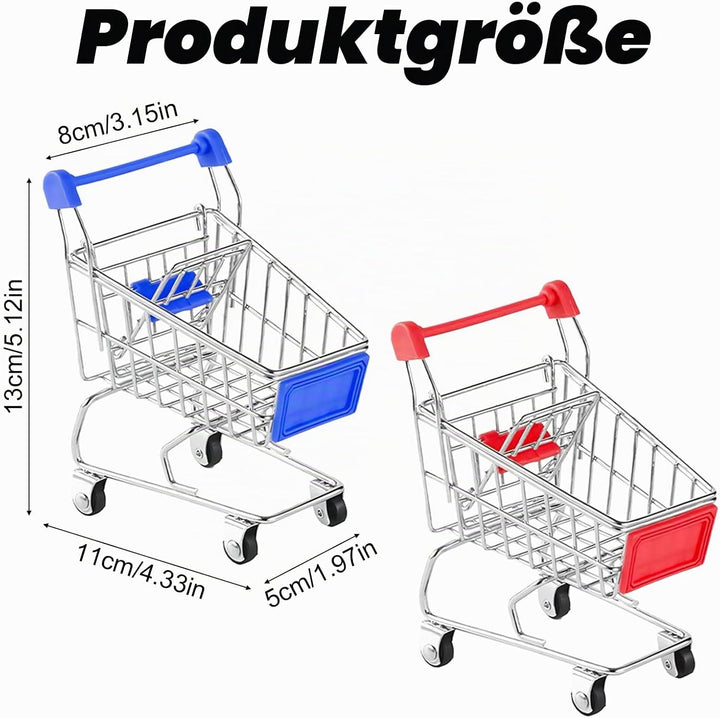2 Stück Mini Einkaufswagen, Supermarkt Handwagen für Kinder und Erwachsene - Tischdekoration Make-up