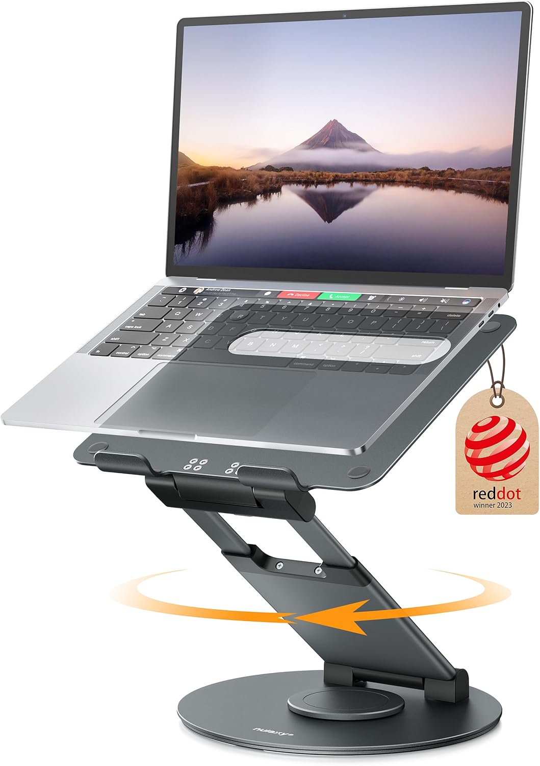 NULAXY Ausziehbare Laptop Ständer mit 360 Drehbarer Basis, Ergonomischer Laptopständer Höhenverstell