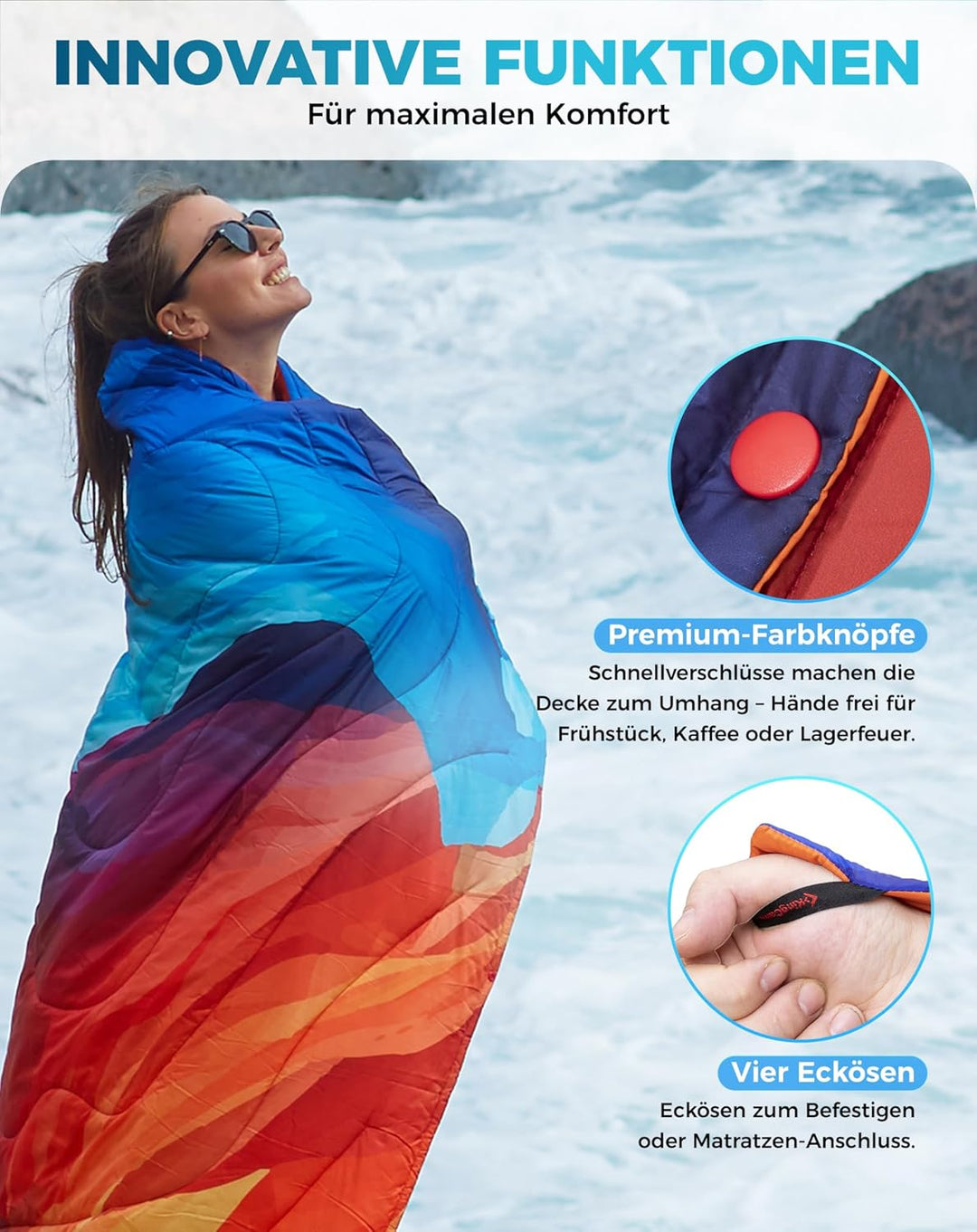 KingCamp Reisedecke Ultraleicht, Outdoor-Campingdecke Warme Wasserabweisend, Kompaktes kleines Packm